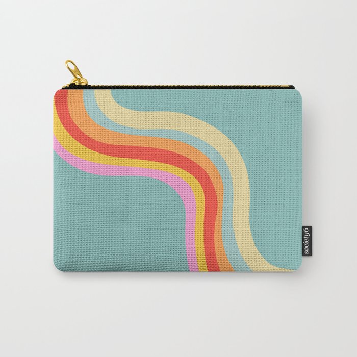 Groovy 70s Retro Rainbow Flow on Blue Carry All Pouch Gallery Image 1