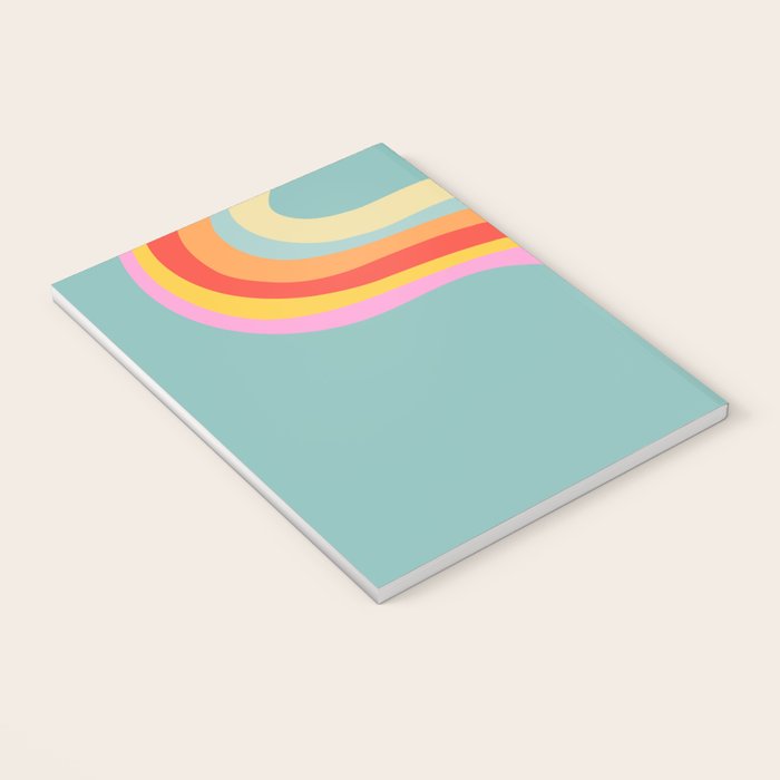 Groovy 70s Retro Rainbow Flow on Blue Notebook Gallery Image 3