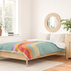 Groovy 70s Retro Rainbow Flow on Blue Duvet Cover Gallery Image 2