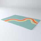 Groovy 70s Retro Rainbow Flow on Blue Rug Gallery Image 3