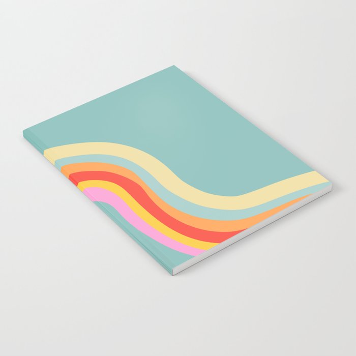 Groovy 70s Retro Rainbow Flow on Blue Notebook Gallery Image 1