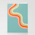 Groovy 70s Retro Rainbow Flow on Blue Stationery Card Gallery Image 2