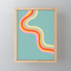 Groovy 70s Retro Rainbow Flow on Blue Mini Art Print Gallery Image 1