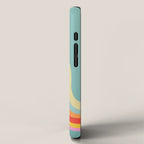 Groovy 70s Retro Rainbow Flow on Blue iPhone Case Gallery Image 2
