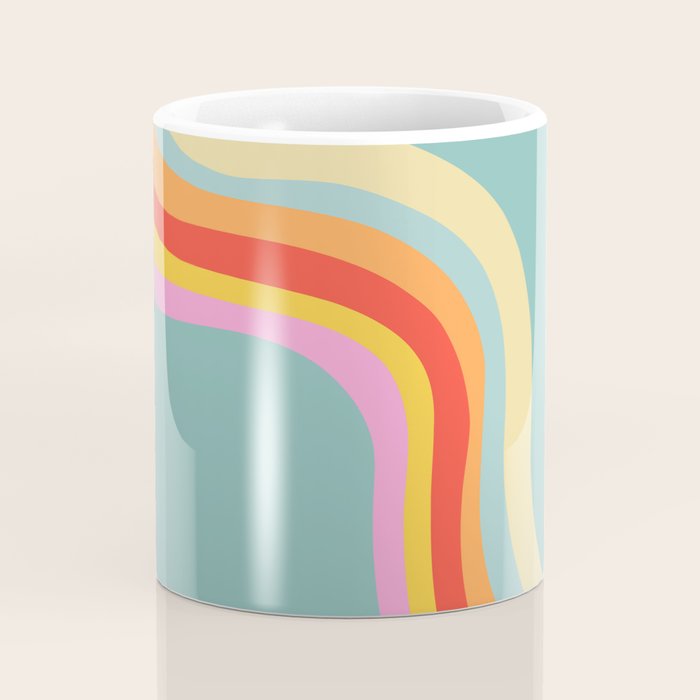 Groovy 70s Retro Rainbow Flow on Blue Coffee Mug Gallery Image 4