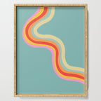 Groovy 70s Retro Rainbow Flow on Blue Serving Tray Gallery Image 1