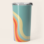 Groovy 70s Retro Rainbow Flow on Blue Travel Mug Gallery Image 2