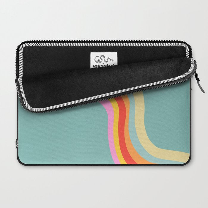 Groovy 70s Retro Rainbow Flow on Blue Laptop Sleeve Gallery Image 2
