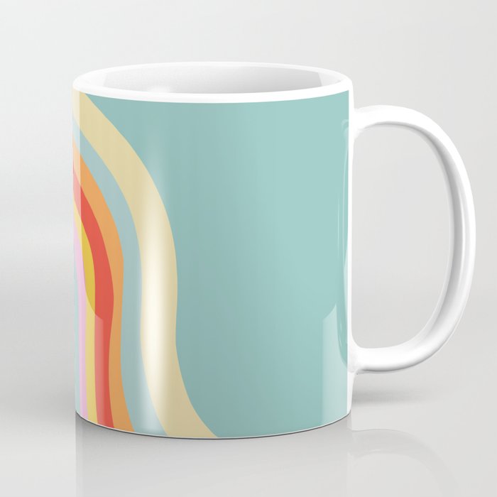 Groovy 70s Retro Rainbow Flow on Blue Coffee Mug Gallery Image 1