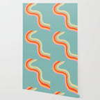 Groovy 70s Retro Rainbow Flow on Blue Wallpaper Gallery Image 2
