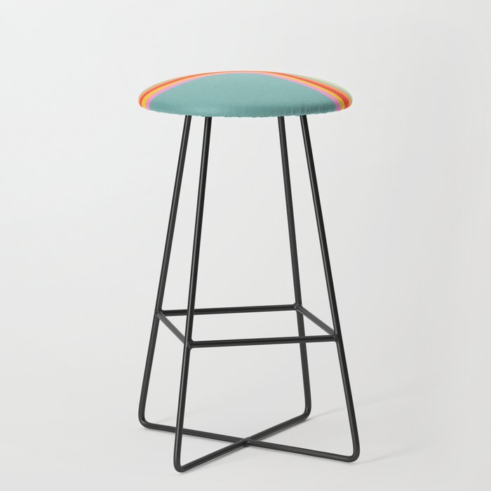Groovy 70s Retro Rainbow Flow on Blue Stool Gallery Image 1