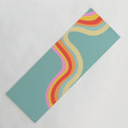Groovy 70s Retro Rainbow Flow on Blue Yoga Mat Gallery Image 1