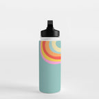 Groovy 70s Retro Rainbow Flow on Blue Water Bottle Gallery Image 3