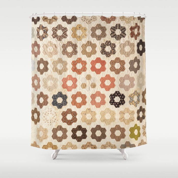 Vintage Multicolor Patchwork Quilt Shower Curtain Gallery Image 1