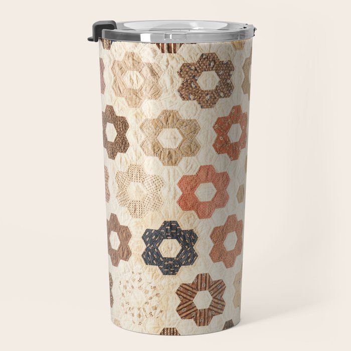 Vintage Multicolor Patchwork Quilt Travel Mug Gallery Image 3
