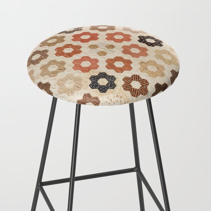 Vintage Multicolor Patchwork Quilt Stool Gallery Image 2