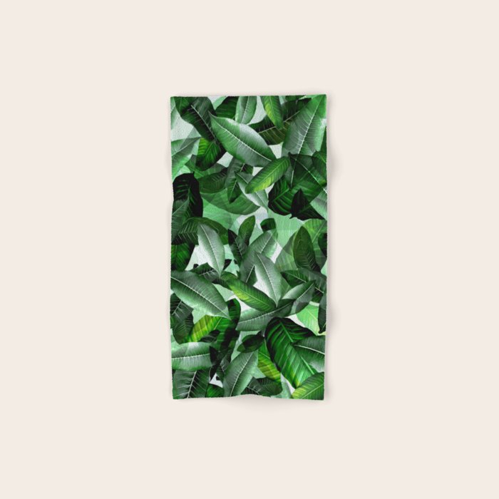 Banana palm leaf tropical jungle green Bath Towel Gallery Image 1
