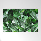 Banana palm leaf tropical jungle green Welcome Mat Gallery Image 1