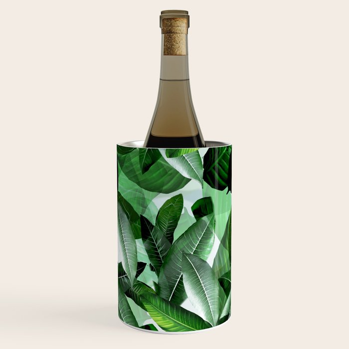 Banana palm leaf tropical jungle green Wine Chiller Gallery Image 1