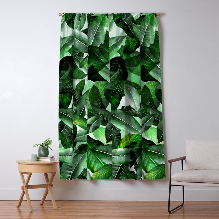 Banana palm leaf tropical jungle green Window Curtain Gallery Image 1