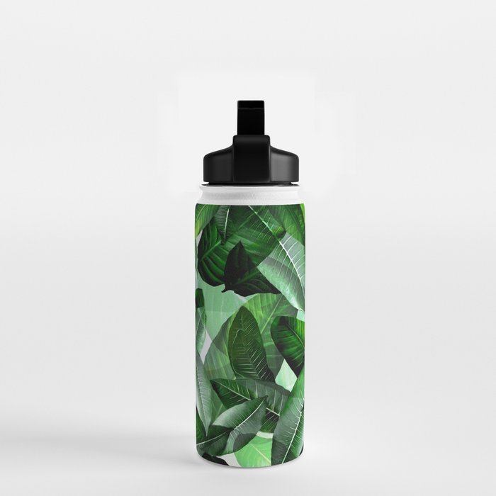 Banana palm leaf tropical jungle green Water Bottle Gallery Image 2