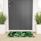 Banana palm leaf tropical jungle green Welcome Mat Gallery Image 3