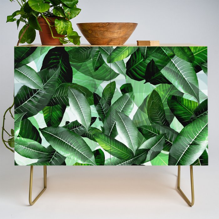 Banana palm leaf tropical jungle green Credenza Gallery Image 1