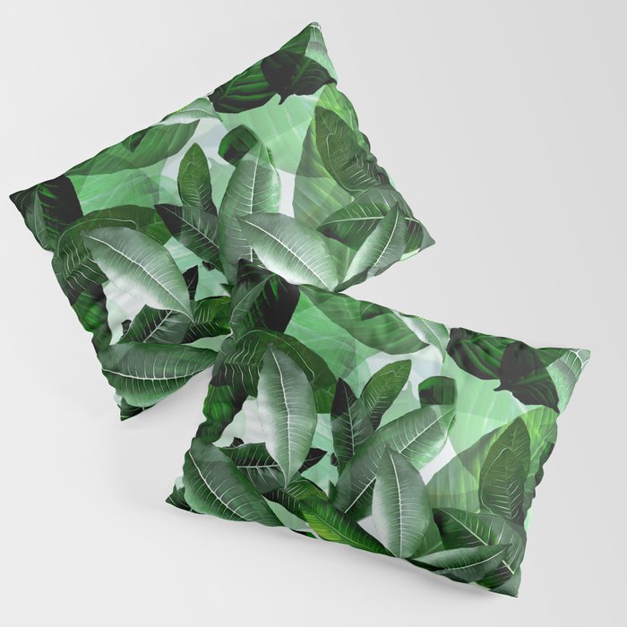 Banana palm leaf tropical jungle green Pillow Sham Gallery Image 1