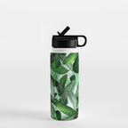 Banana palm leaf tropical jungle green Water Bottle Gallery Image 1