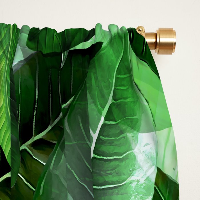Banana palm leaf tropical jungle green Window Curtain Gallery Image 2