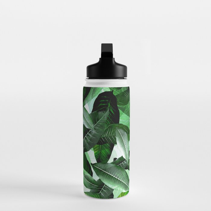 Banana palm leaf tropical jungle green Water Bottle Gallery Image 3