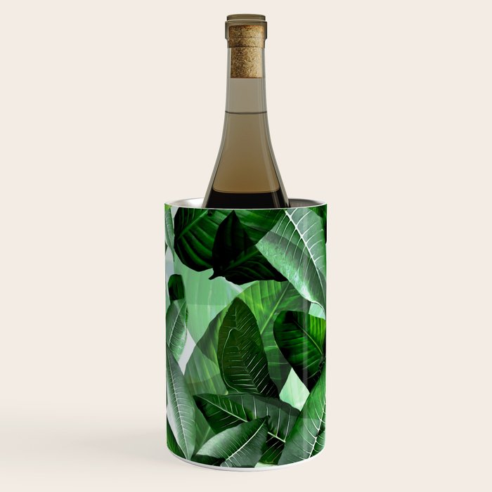 Banana palm leaf tropical jungle green Wine Chiller Gallery Image 3