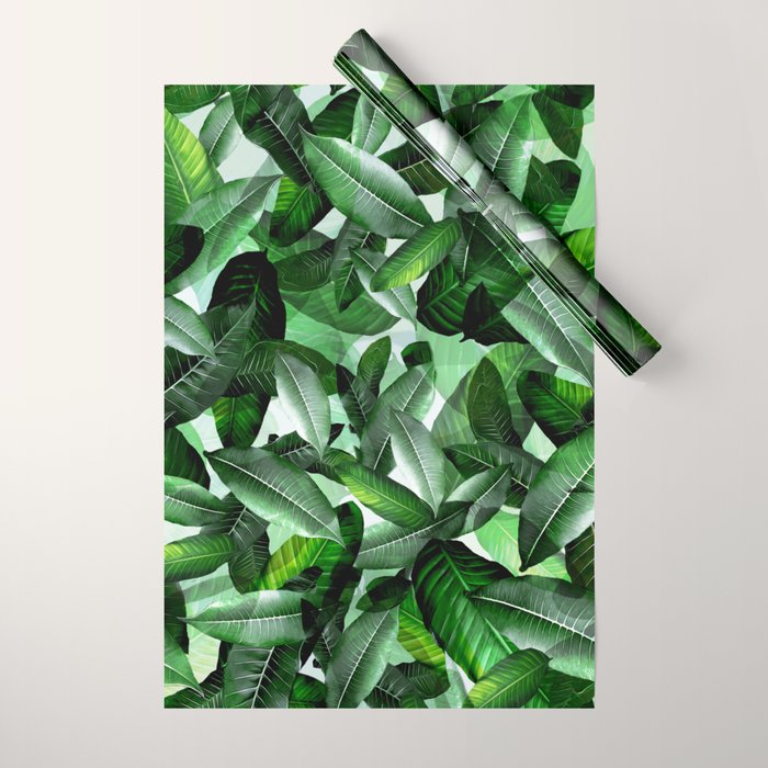 Banana palm leaf tropical jungle green Wrapping Paper Gallery Image 1