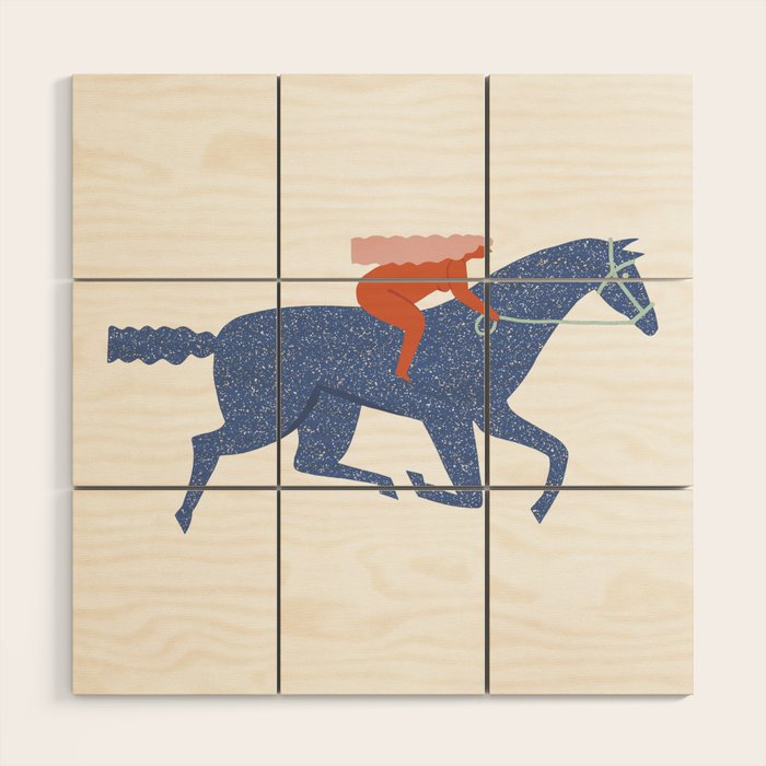Blue horse Wood Wall Art Gallery Image 1