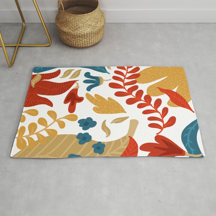 Echo of Innocence | Botanical Nature Eclectic Plants | Vintage Floral Rustic Spring Garden Blossom Rug Gallery Image 1