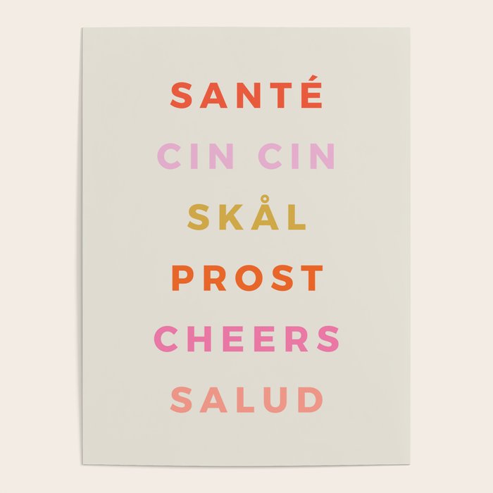 "CHEERS!" Around The World Type Print Poster Gallery Image 1