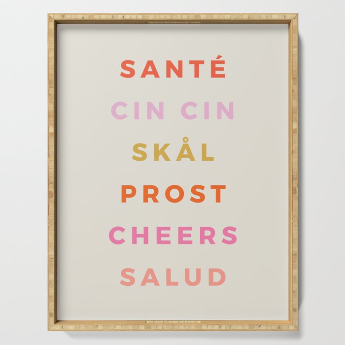 "CHEERS!" Around The World Type Print Serving Tray Gallery Image 1