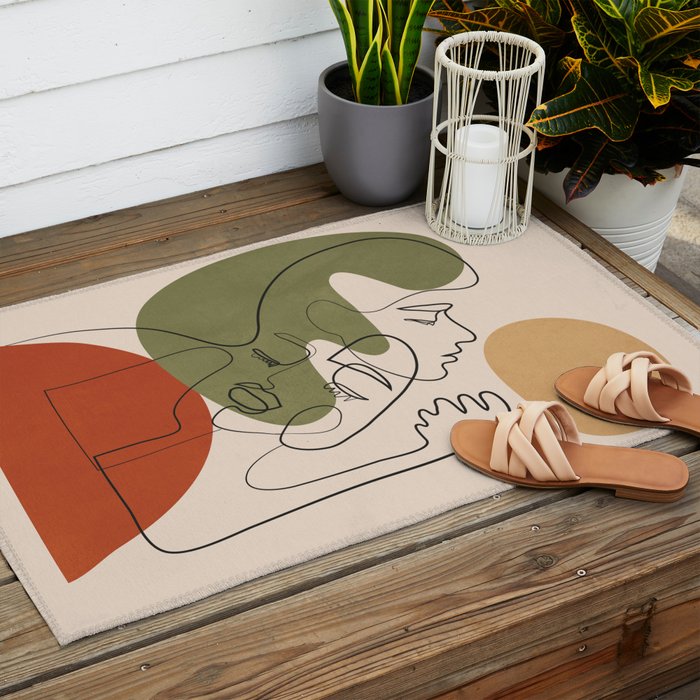 Abstract Faces 1 Outdoor Rug Gallery Image 2