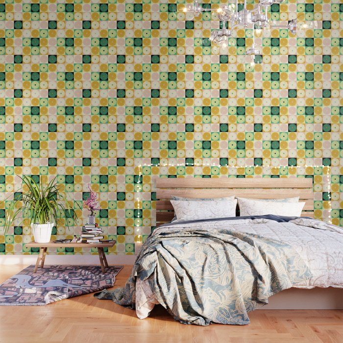Retro Flowers Check Pattern XXV Wallpaper Gallery Image 3
