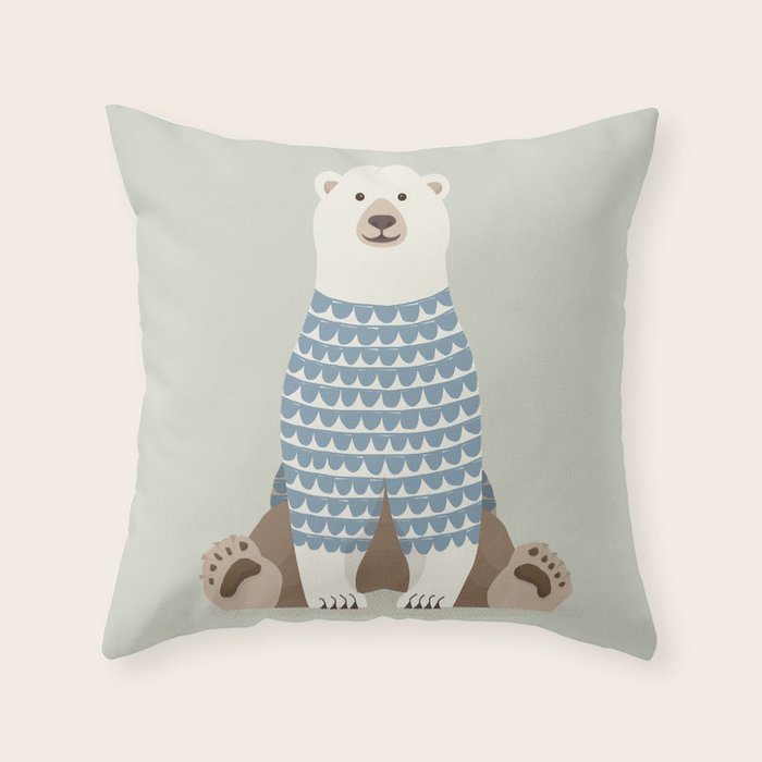 Whimsical Polar Bear Throw Pillow Gallery Image 6