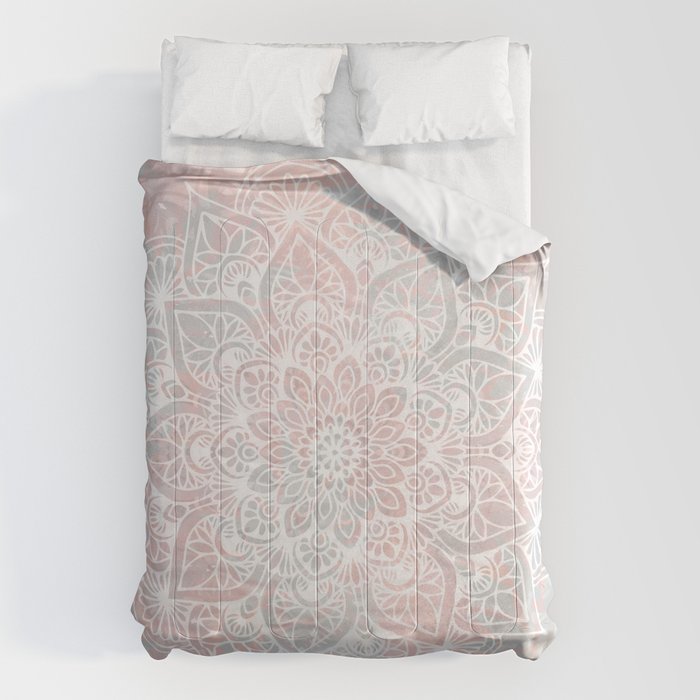 Mandala, Yoga, Love, Coral and Gray, Wall Art Boho Comforter Gallery Image 6