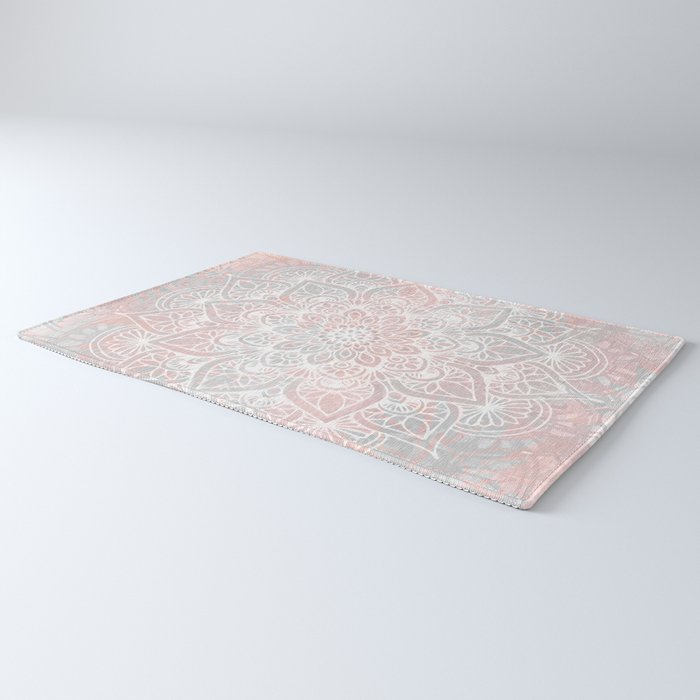 Mandala, Yoga, Love, Coral and Gray, Wall Art Boho Rug Gallery Image 3