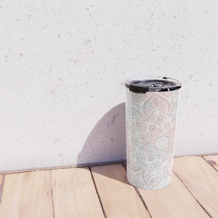 Mandala, Yoga, Love, Coral and Gray, Wall Art Boho Travel Mug Gallery Image 4