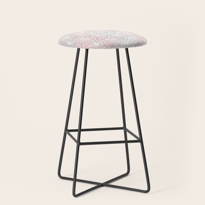Mandala, Yoga, Love, Coral and Gray, Wall Art Boho Stool Gallery Image 1