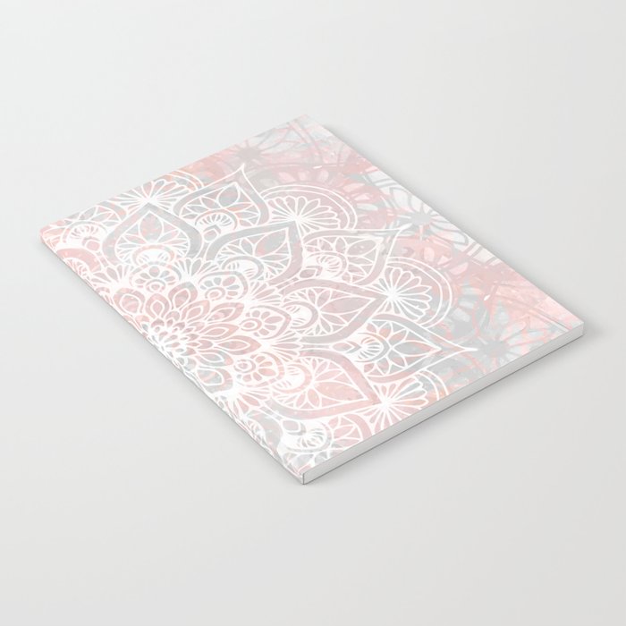 Mandala, Yoga, Love, Coral and Gray, Wall Art Boho Notebook Gallery Image 2