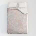 Mandala, Yoga, Love, Coral and Gray, Wall Art Boho Duvet Cover Gallery Image 6