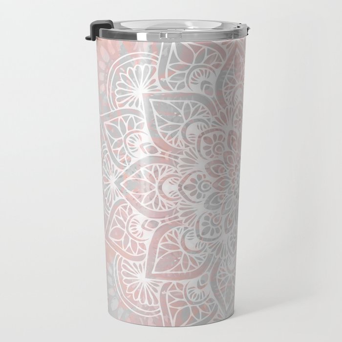 Mandala, Yoga, Love, Coral and Gray, Wall Art Boho Travel Mug Gallery Image 3