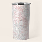 Mandala, Yoga, Love, Coral and Gray, Wall Art Boho Travel Mug Gallery Image 1
