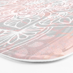 Mandala, Yoga, Love, Coral and Gray, Wall Art Boho Bath Mat Gallery Image 3