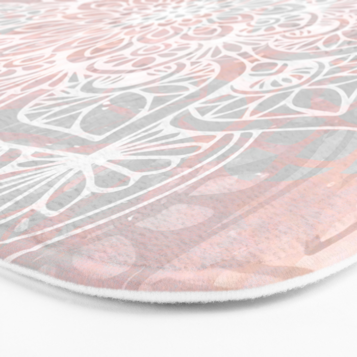 Mandala, Yoga, Love, Coral and Gray, Wall Art Boho Bath Mat Gallery Image 3